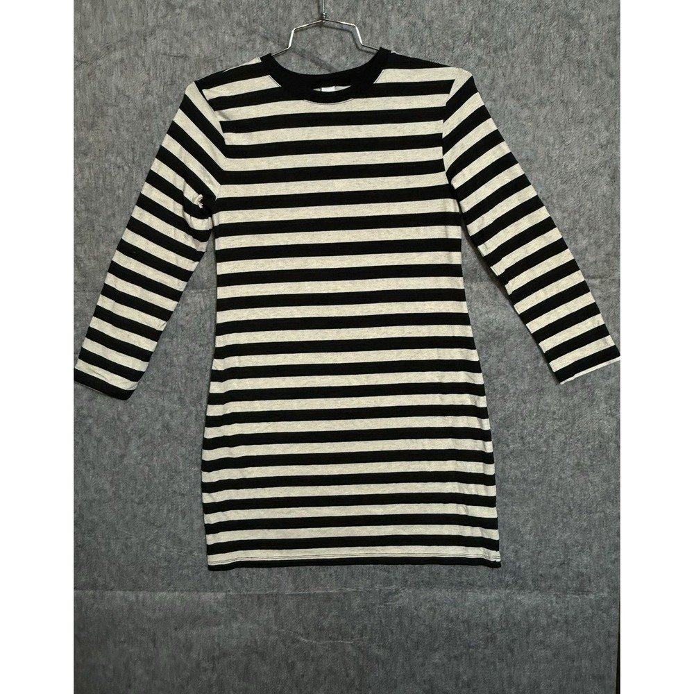 Old Navy T-Shirt Dress Women M Petite Striped Cotton Modal Black White Striped